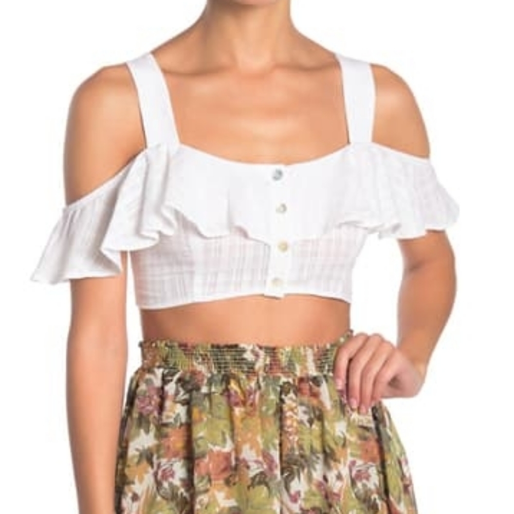 Show Me Your MuMu Roslyn Ruffle Crop in White